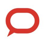 The Conversation logo featuring a white square with a red speech bubble symbol